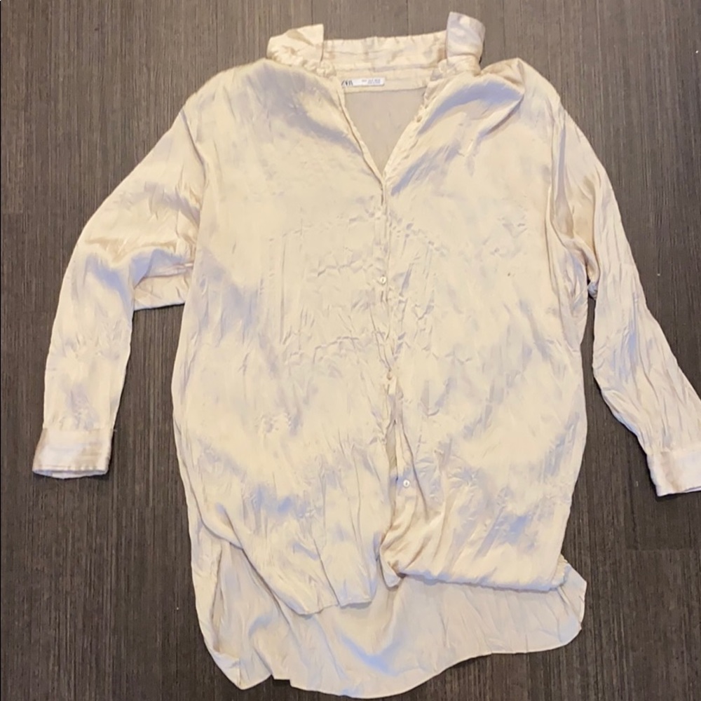 Zara wrinkled effect satin button down